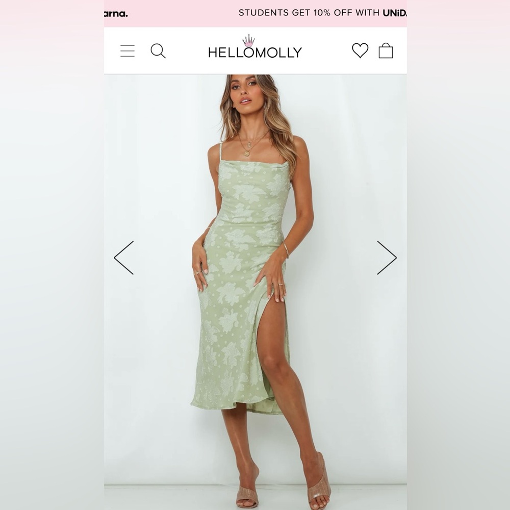 Hello Molly Pistachio Midi Dress - Medium, US 6 green